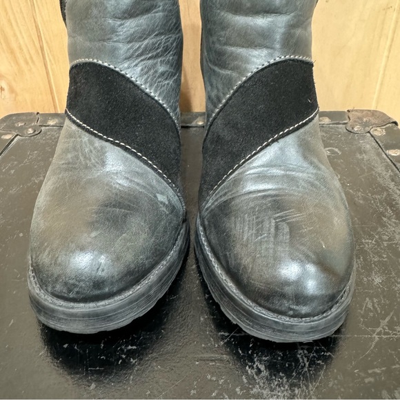 Dromedaries Leather Booties Size 6 36 Black Gray Leather Suede Short Boots Shoes - Picture 3 of 15